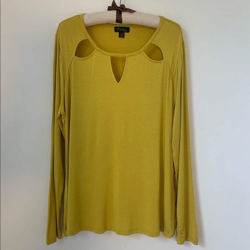 Thalia Sodi Macy’s Long Sleeve Cutout Top Mustard